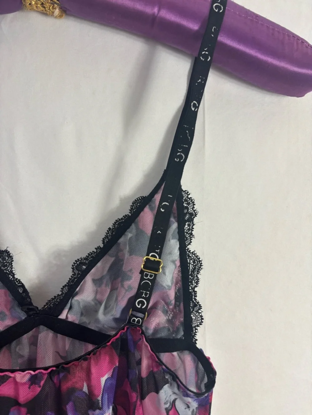 Y2K Black Lace Bust Floral Mesh Babydoll Coquette Fairy Grunge Tank Top Size S-M